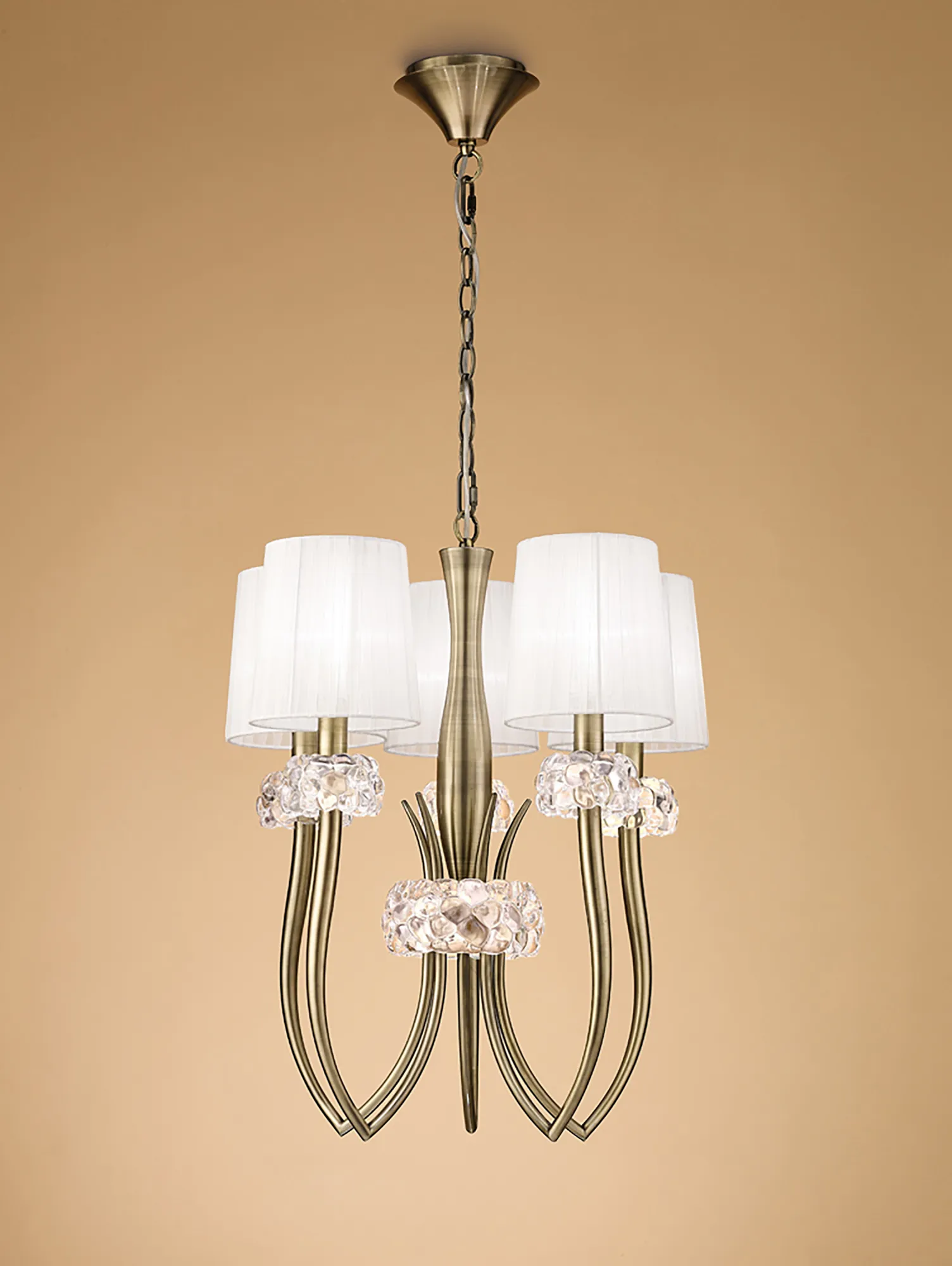 Loewe Antique Brass-White Ceiling Lights Mantra Multi Arm Fittings Loewe Antique Brass-White Ceiling Lights Mantra Multi Arm Fittings